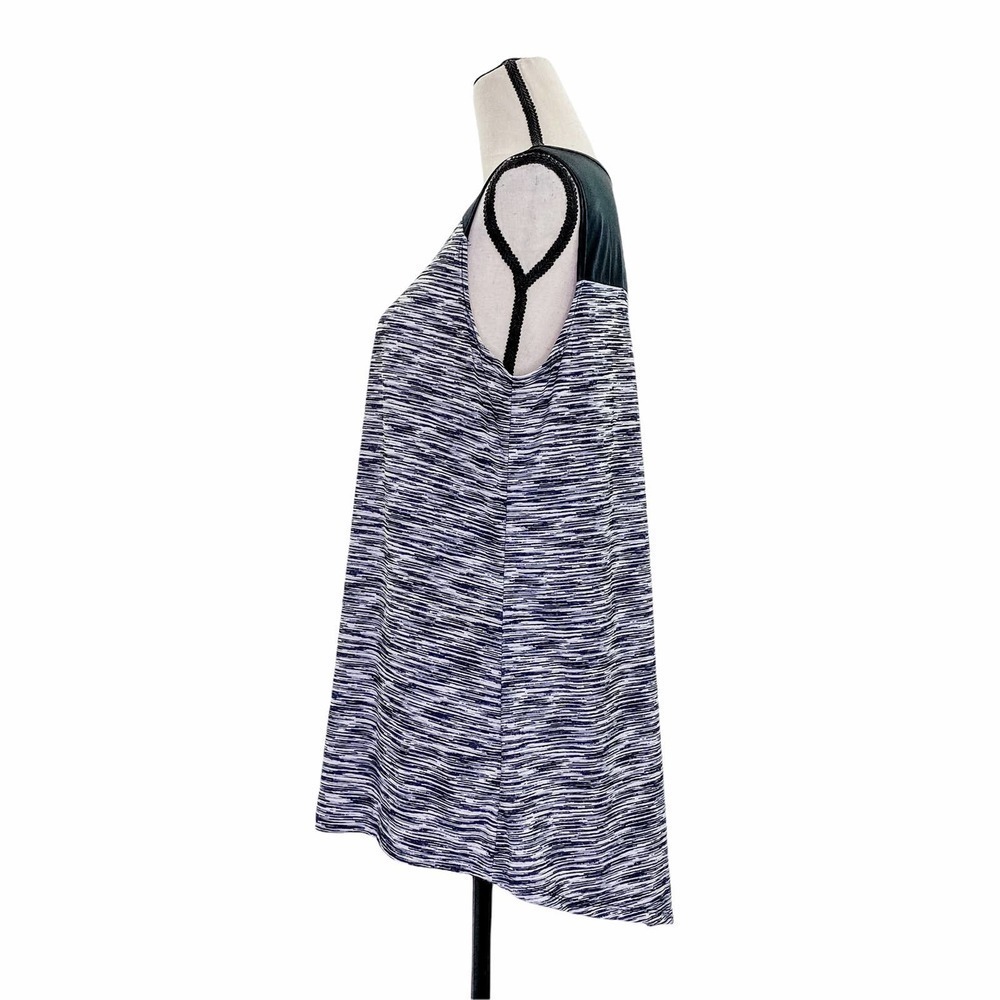 VINTAGE Suzie Black White Heathered Sleeveless Top - Picture 4 of 11